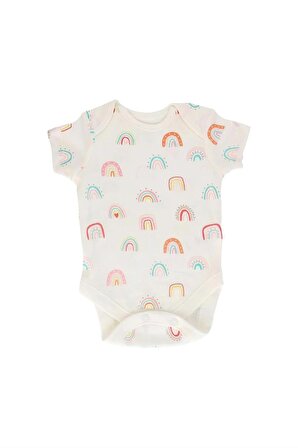 Kız Bebek %100 Pamuk Kalp ve Gökkuşağı Desenli Çok Renkli 7'li Bodysuit Zıbın
