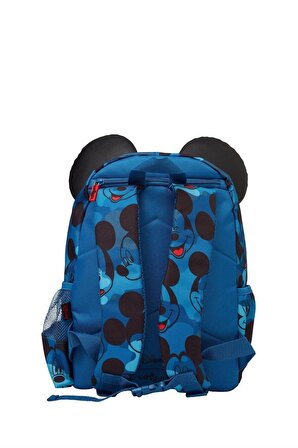 Disney Junior Koleksiyonu Mickey Mouse Baskılı Kapüşonlu Mavi Okul Çantası