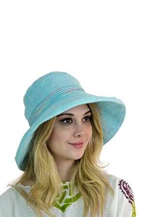 Renkli Dikişli Kadın Şapka 1311 turkuaz