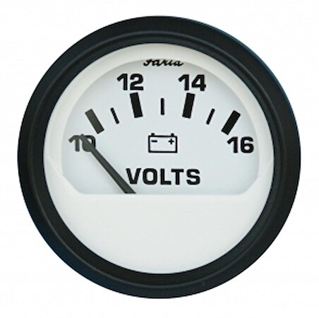 Faria voltmetre 10-16V Ø 52mm Beyaz