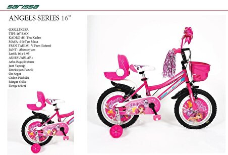 Sarissa Angels 16 Jant 4 ve 7 Yaş Kız Çocuk Bisikleti Yeni Sezon Full Aksesuarlı Pembe 