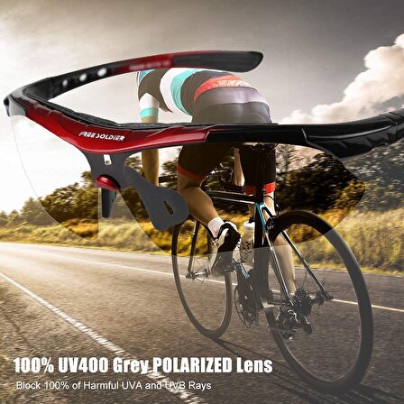 XBYC G4668 Bisiklet Gözlük 5 Lensli Spor Bisiklet Sürüş Gözlüğü Kırmızı Çerçeveli