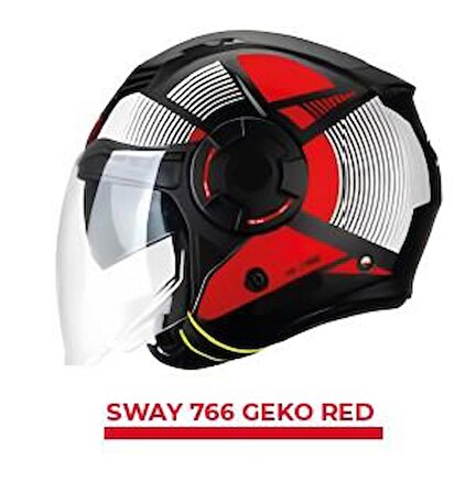 Sway Xbyc 766 Geko Güneş Gözlüklü Yarım Motosiklet Kaskı XL Beden Siyah Kırmızı