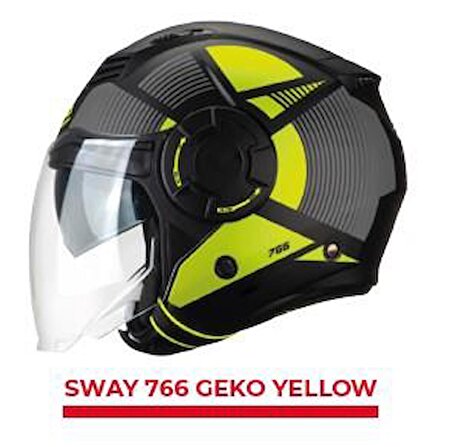 Sway Xbyc 766 Geko Güneş Gözlüklü Yarım Motosiklet Kaskı L Beden Siyah Sarı