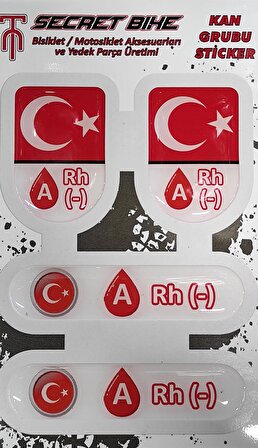 Secret Bike Türk Bayraklı Motosiklet Ve Kask Kan Grubu Sticker A Rh (-) Negatif
