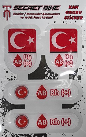 Secret Bike Türk Bayrağı Motosiklet Ve Kask Kan Grubu Sticker AB Rh (+) Pozitif