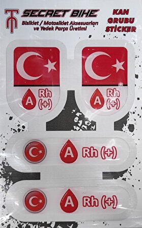 Secret Bike TürkBayraklı Motosiklet Ve Kask Kan Grubu Sticker A Rh (+) Pozitif 