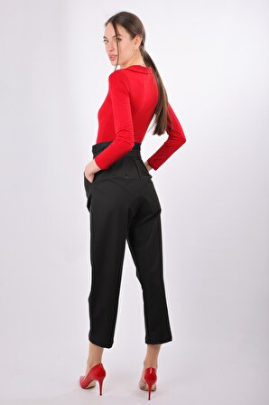 Kadın Kırmızı Alttan Çıtçıtlı Polo Yaka Bluz