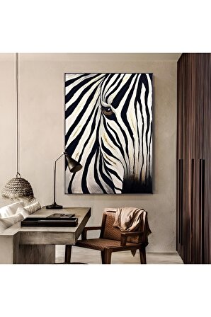 Soyut Zebra Yağlıboya Dekoratif Kanvas Duvar Tablo