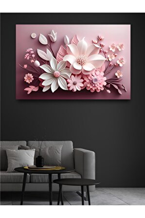 Pink Flowers Dekoratif Kanvas Duvar Tablo