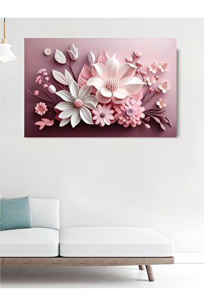 Pink Flowers Dekoratif Kanvas Duvar Tablo