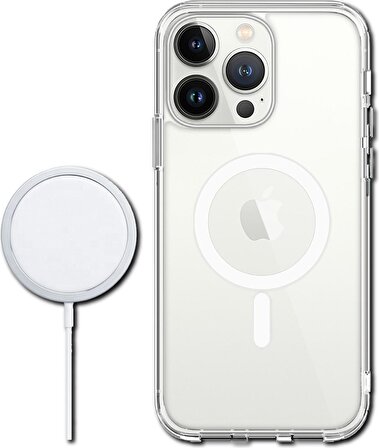 Byoztek Iphone 12  Magsafe Destekli Kablosuz Şarj Uyumlu Şeffaf Silikon Kılıf