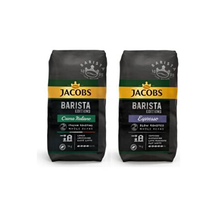 Jacobs Barista Editions Çekirdek Kahve Crema Italiano 1 KG + %100 Arabica Espresso 1 KG
