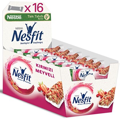 Nestle Nesfit Kırmızı Meyveli Tam Tahıllı Bar 25 gr x 16 Adet