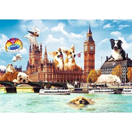 Trefl Puzzle Dogs in London 'Funny Cities' 11+ Yaş Küçük Boy Puzzle 1000 Parça