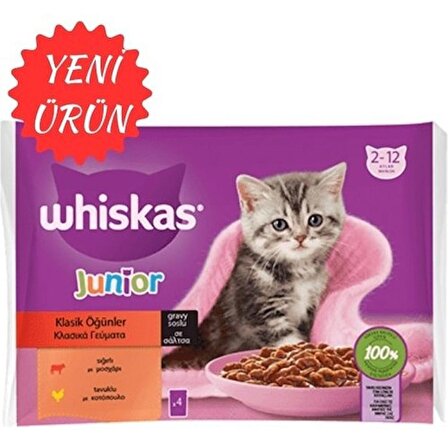 Whiskas Et Çeşitleri Yavru Kedi Yaş Maması 4X85 gr (13 Paket,52 Adet Tekli)