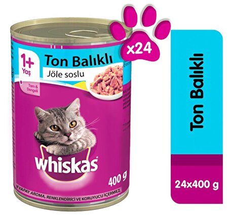 Whiskas Ton Balıklı Yetişkin Kedi Konserve Yaş Maması 24X400 gr (Yeni)