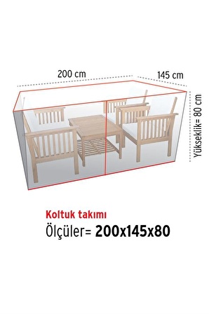 Bahçe Koltuk Takımı Koruma Örtüsü Yağmur Toz Koruma 200 x145 cm