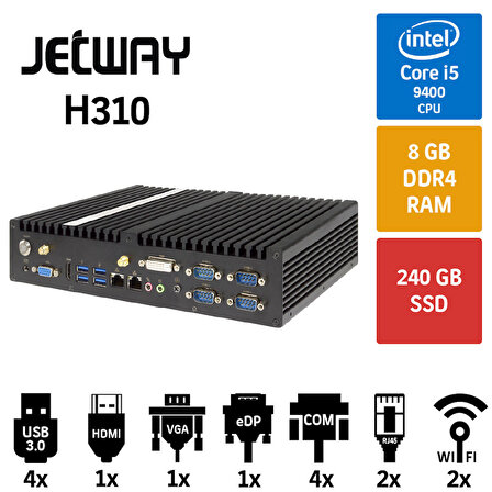 Jetway Endüstriyel-H310 İ5 9400-240SSD-8GB- HDMI