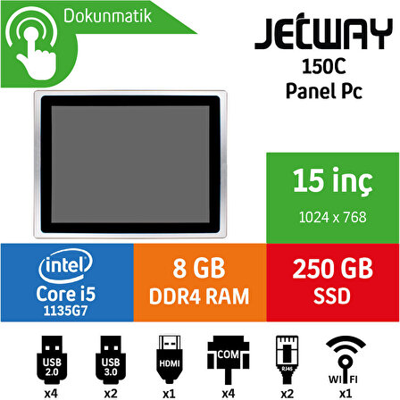 Jetway 15'' 150C-i5-1135G7 8GB 250SSD PANEL PC