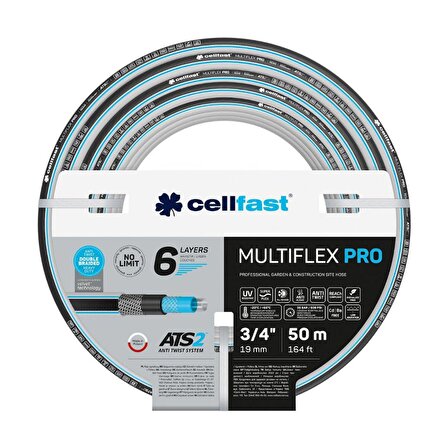 Cellfast Multiflex Pro 6 Katmanlı Bahçe Sulama Hortumu 3/4" 50 m