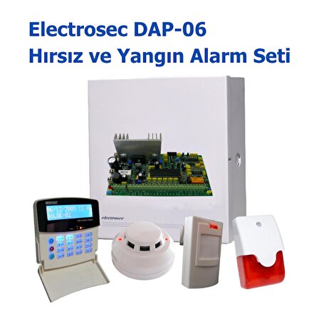Electrosec DAP-06 Kablolu Hırsız ve Yangın Alarm Seti 6 Bölgeli 