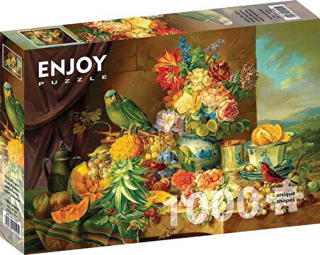 Enjoy Meyveler, Çiçekler ve Papağan Natürmot 14+ Yaş Küçük Boy Puzzle 1000 Parça