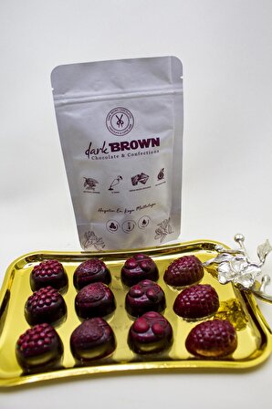 Dark Brown 12 Adet Orman Meyveli Dolgulu Çikolata El Yapımı Sütlü Ve Bitter Eko Paket