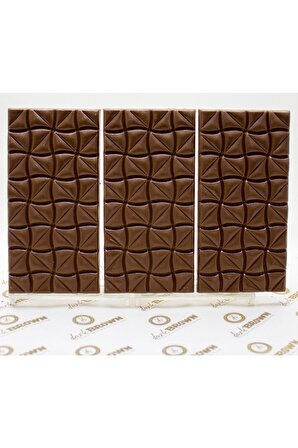 Dark Brown 3 Adet Antep Fıstıklı Sütlü Tablet Çikolata El Yapımı Gerçek Bar Çikolata