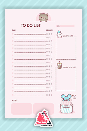 Baby Bear - Bebek Ayı To Do List Yapılacaklar-Hedefler Haftalık Planlayıcı Defter 15*21cm 50 Yaprak