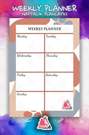 Weekly Planner Note | Haftalık Hatırlatıcı Planlayıcı, Günlük Ajanda,Aylık Defter | A5 50Syf 15*21cm