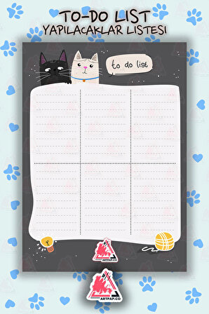 Cute Cats Weekly Planner Note | Haftalık  Planlayıcı, Günlük ,Aylık Defter | A5 50Syf 15*21cm