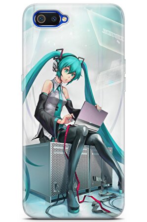 Realme C2 Kılıf Seri Anime 30 Bilgisayarlı Kenarları Şeffaf Kapak Siyah Beyaz