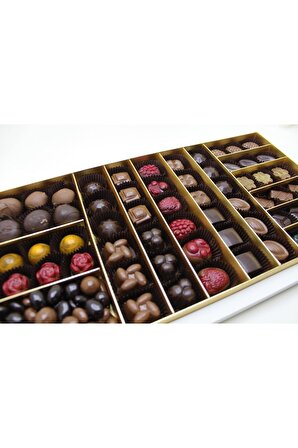 Dark Brown Jumbo Hediye Çikolata Kutusu 60 Spesiyel ve Drajeli El Yapımı Katkısız Çikolata