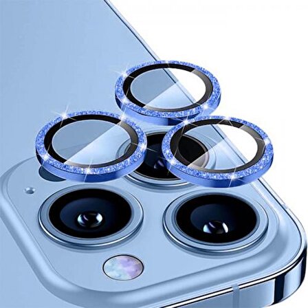 Polham Diamond Taş İşlemeli iPhone 14 Pro-14 Pro Max Kamera Koruyucu Lens, 0.2MM 5 Katmanlı Kırılmaz 