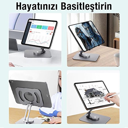 Polham Açı Ve Yükseklik Ayarlı Masaüstü Tablet, Notebook Standı, Katlanabilir, Stabil Tablet Standı