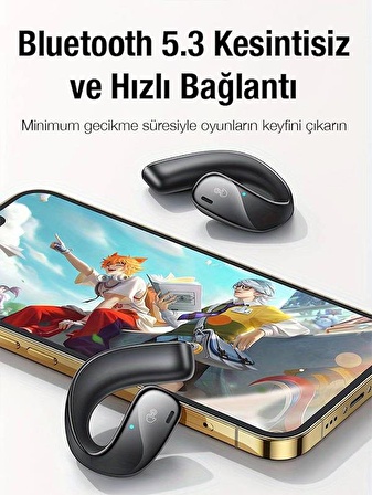 Polham BT5.3V 500Mah Şarjlı Ergonomik Kulak Tasarımlı Bluetooth Kulaklık, Hifi Destekli Mikforonlu Kulaklık