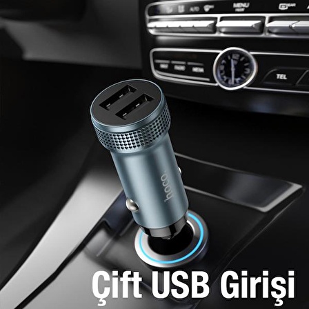 Polham 12/24V Çift USB Girişli 1 Metre Type C Kablolu Araç Şarjı, Ultra Hızlı ve Akım Korumalı Araç Şarjı