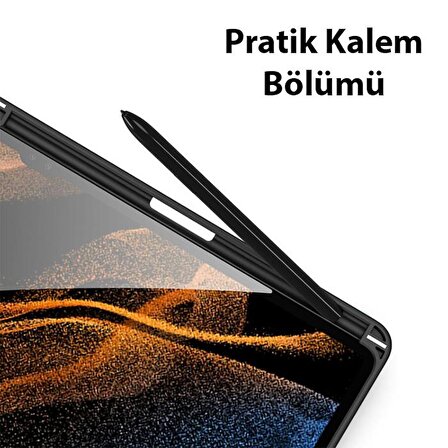 Polham Samsung Galaxy Tab S7 FE (T730-T736B) Tablet Kılıfı,Kalem Yerli Standlı Manyetik Uyku Modlu