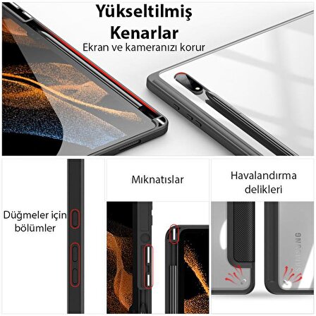 Polham Samsung Galaxy Tab S7 Plus (T970-T976B) Tablet Kılıfı,Kalem Yerli Standlı Manyetik Uyku Modlu