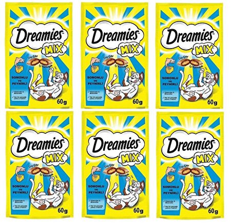 Dreamies Mix Peynir - Tahıl Granül Yetişkin Kedi Ödülü 6x60 g 