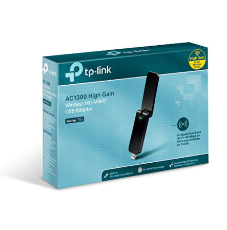 TP-LINK Archer T4U AC1300 1200Mbps 2.4GHz + 5GHz Dual Band Kablosuz USB Adaptör