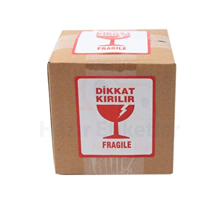 Kırılır Etiketi (Fragile Label) Yapışkanlı Sticker Çıkartma 70mm X 80mm 250 Adet