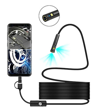Yoosee Çift Lens & Çift LED 5mt USB Endoskop Yılan Kamera Boroskop yılan kamera