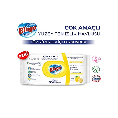 BINGO YUZEY TEMIZLIK HAVLUSU COK AMACLI 96 LI LIMON