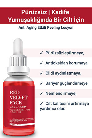 RED VELVET FACE | Derin Eksfoliasyon Sağlayan Anti Aging Etkili Peeling Losyon