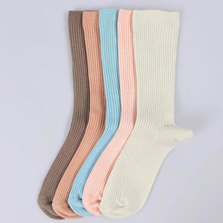 Laula Kadın 5'li Kolej Çorap Seti Kutulu Soft Renkler