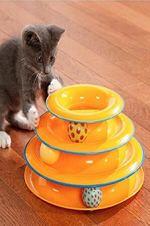 Kedi Oyuncağı Aktivite 3 Katlı Toplu Yuvarlak Kedi Oyuncak