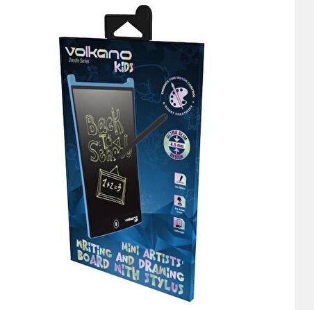 Volkano Doodle Writing Tablet Lcd 8.5 Inç Dijital Kalemli Çizim Yazı Tahtası Grafik Not Yazma Eğitim Tableti Mavi VK-850-BL