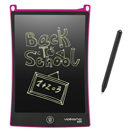 Volkano Doodle Writing Tablet Lcd 8.5 Inç Dijital Kalemli Çizim Yazı Tahtası Grafik Not Yazma Eğitim Tableti Pembe VK-850-PK